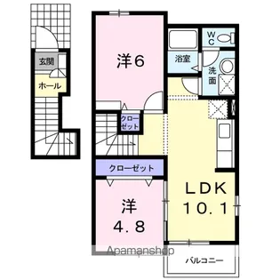 グランピエールD【2階】の間取り