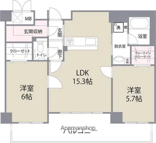 エイチス高宮【4階】の間取り