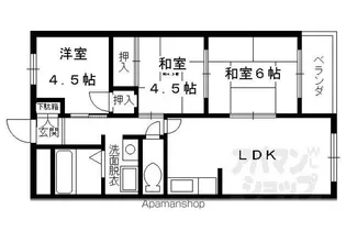 アップス嵯峨野【206号室】の間取り