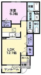 パレ・シャルウィB【1階】の間取り