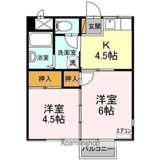 コスモシティ岡野 B・C・D【1階】の間取り