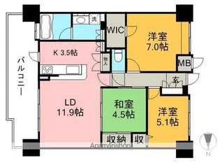 フローレンス鷹匠【5階】の間取り