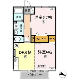 コート・セジュールなかがわ【2階】の間取り