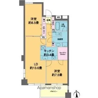 カスタリア高輪【6階】の間取り