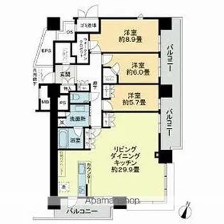 照葉ザ・タワー【22階】の間取り