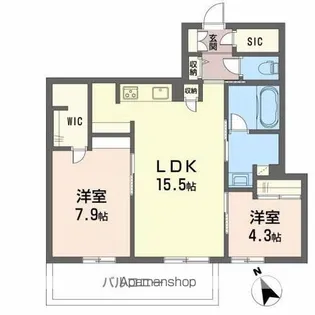 GRAND BLEU DE SASAOKA【2階】の間取り