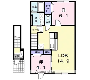 アムールA【2階】の間取り