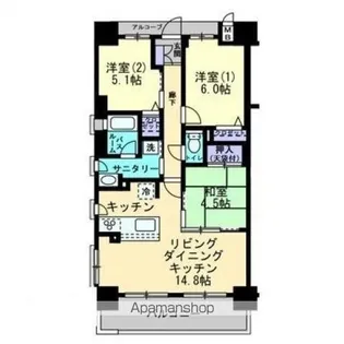 アルファライフ片原町駅東【4階】の間取り