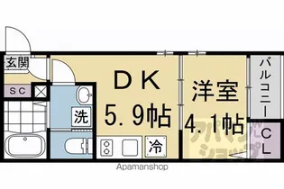 ブライト伏見【202号室】の間取り