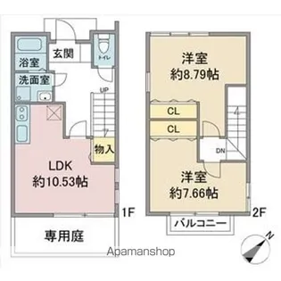 愛知県名古屋市名東区八前2丁目【テラスハウス】の間取り