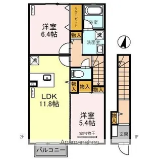KOGAーKEYAKI ALLEYCLE E【2階】の間取り