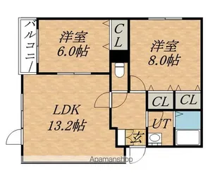 ウベア篠路【3階】の間取り