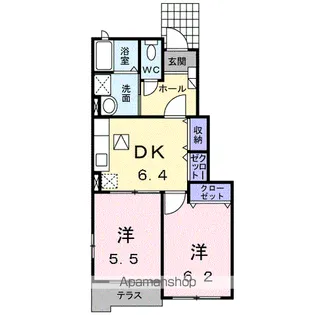 カーサ金峰B【1階】の間取り