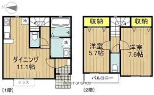 埼玉県戸田市笹目南町【テラスハウス】の間取り