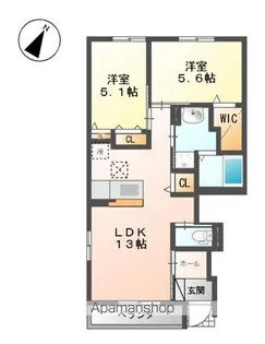 フルハウス西阿知Ⅱ【101号室】の間取り