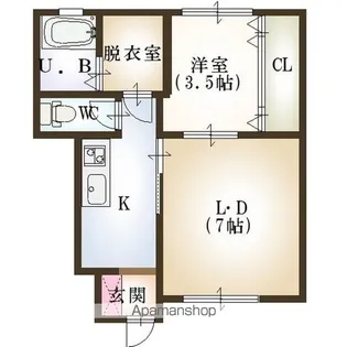 プラタナス旭町【102号室】の間取り