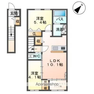 ルミーナ開成【206号室】の間取り