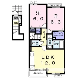 エレガンシア篠原【2階】の間取り