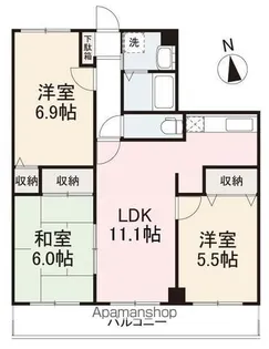 フィネスハーモニーKITA B【102号室】の間取り