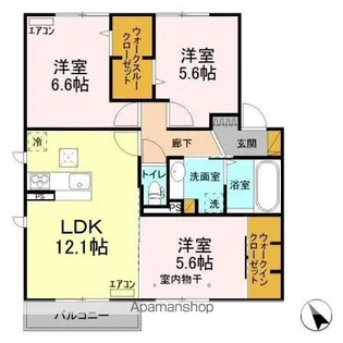 クレストフォーチュン B【1階】の間取り