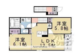 ベルカレントII【201号室】の間取り