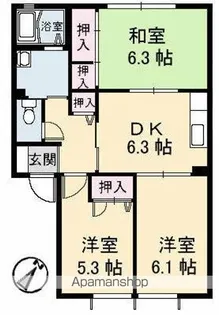 ジュネスタウン【C202号室】の間取り