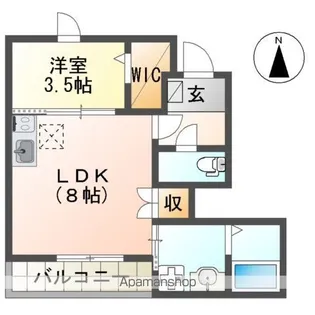 ウィング大和町【1階】の間取り
