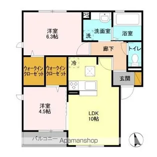 バリスサイト F【1階】の間取り