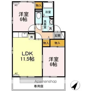 セジュール美里 A棟【A103号室】の間取り