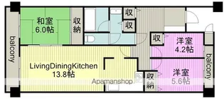 サンハイツたかくらB棟【6階】の間取り