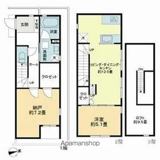 東京都杉並区高円寺南1丁目【テラスハウス】の間取り