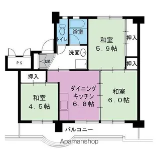 ビレッジハウス大池2号棟【507号室】の間取り