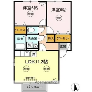 ユイマールガーデンII A棟【2階】の間取り