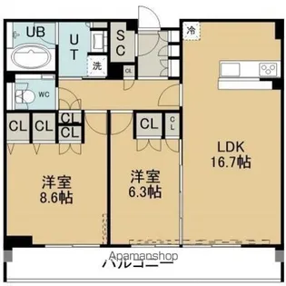 WAZAC函館・五稜郭ミヤビコート【1705号室】の間取り