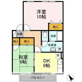 シャルムI B棟【B-202号室】の間取り