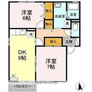 ボナールハイツ AB【1階】の間取り
