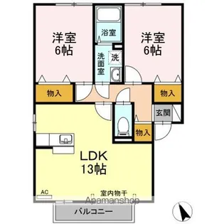 グランコートA棟【2階】の間取り