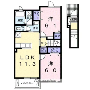 ラフレシールⅡ【2階】の間取り