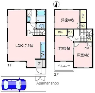 埼玉県狭山市鵜ノ木【テラスハウス】の間取り
