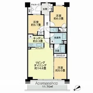 グレーシアパーク仲町台【5階】の間取り