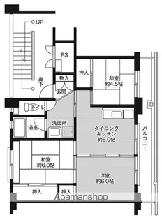 ビレッジハウスつるみ2号棟【303号室】の間取り