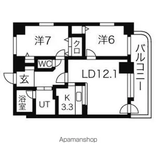 インペリアル山鼻【4階】の間取り
