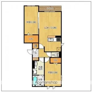 キャメーロ高宮【102号室号室】の間取り