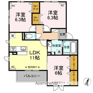 ヴューテラス寺尾の森 B【2階】の間取り