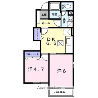 ヴィラパークサイド【1階】の間取り