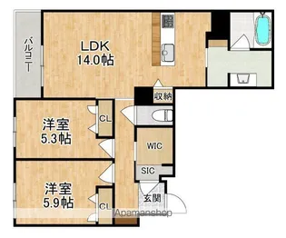 グランシャーメゾン新大宮【1階】の間取り