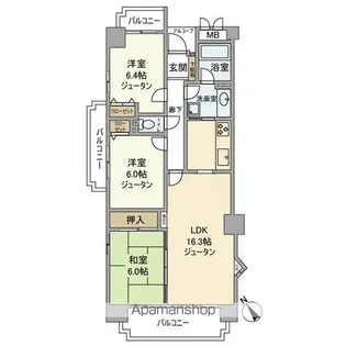 バンベール芝田【3階】の間取り