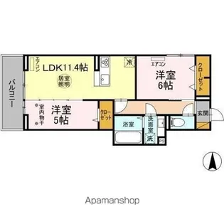 NOBLE FERRO B棟【2階】の間取り