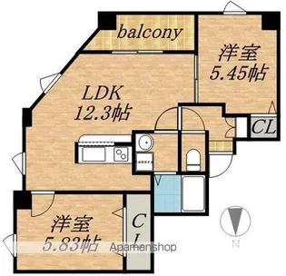 COULEUR COURT YAMAHANA【6階】の間取り