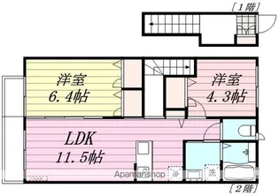 BELL21南仙台【205号室】の間取り